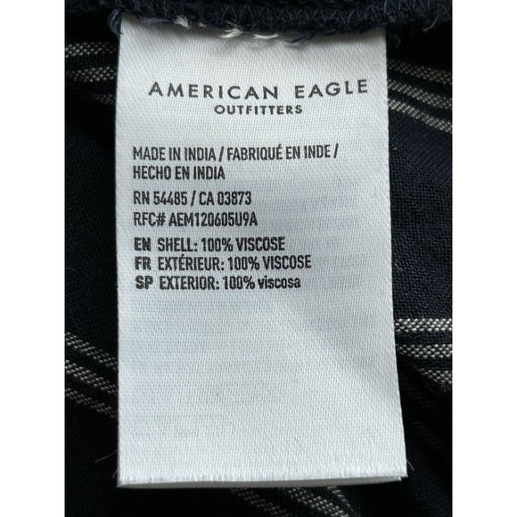 American Eagle 3/4 Sleeve Stripe Off Shoulder Top in Blue/White - Sz L - Picture 4 of 5